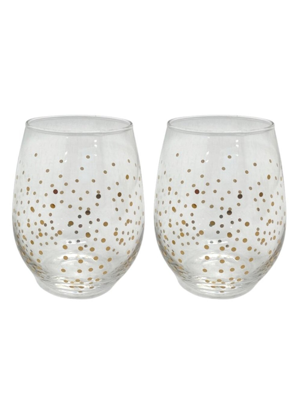 Harman |  Confetti Wine Glasses | 2 Pack | Stemless | 12oz | Celebration | Gold